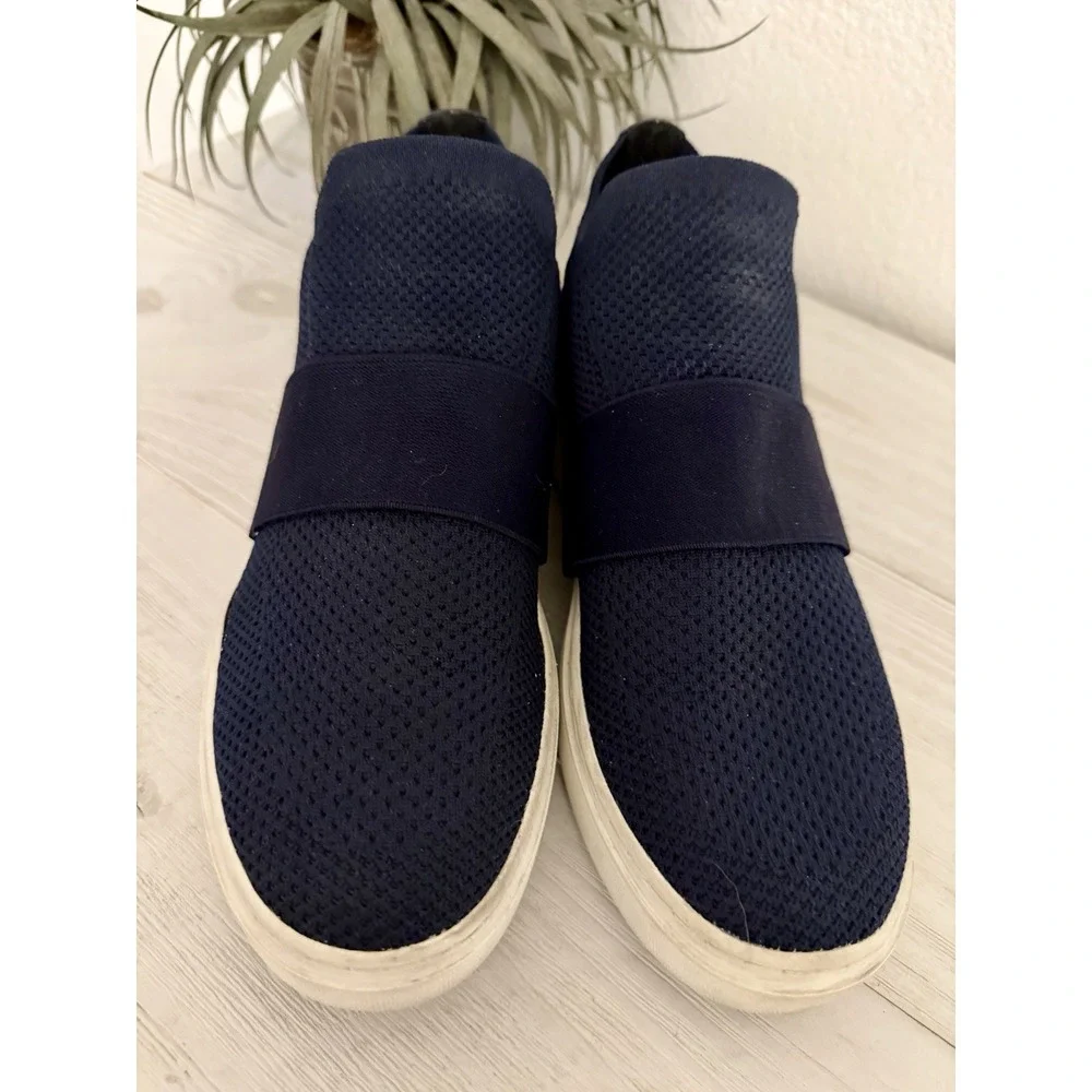 Eileen Fisher Platform Sneakers Women Size‎ 8.5 Navy Stretch Knit Fit Pari Mesh
